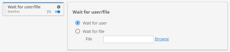 Wait for user/file custom project task