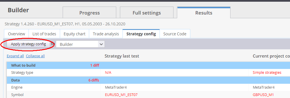 Apply strategy config