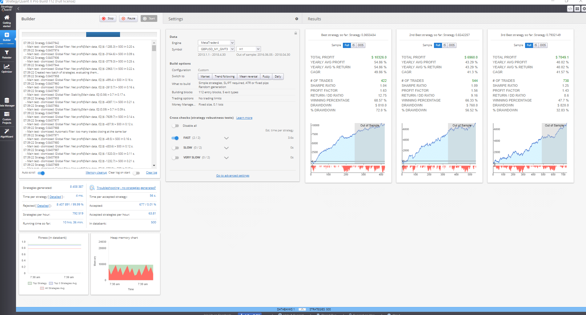 StategyQuant X Build 112 on Threadripper 2950X